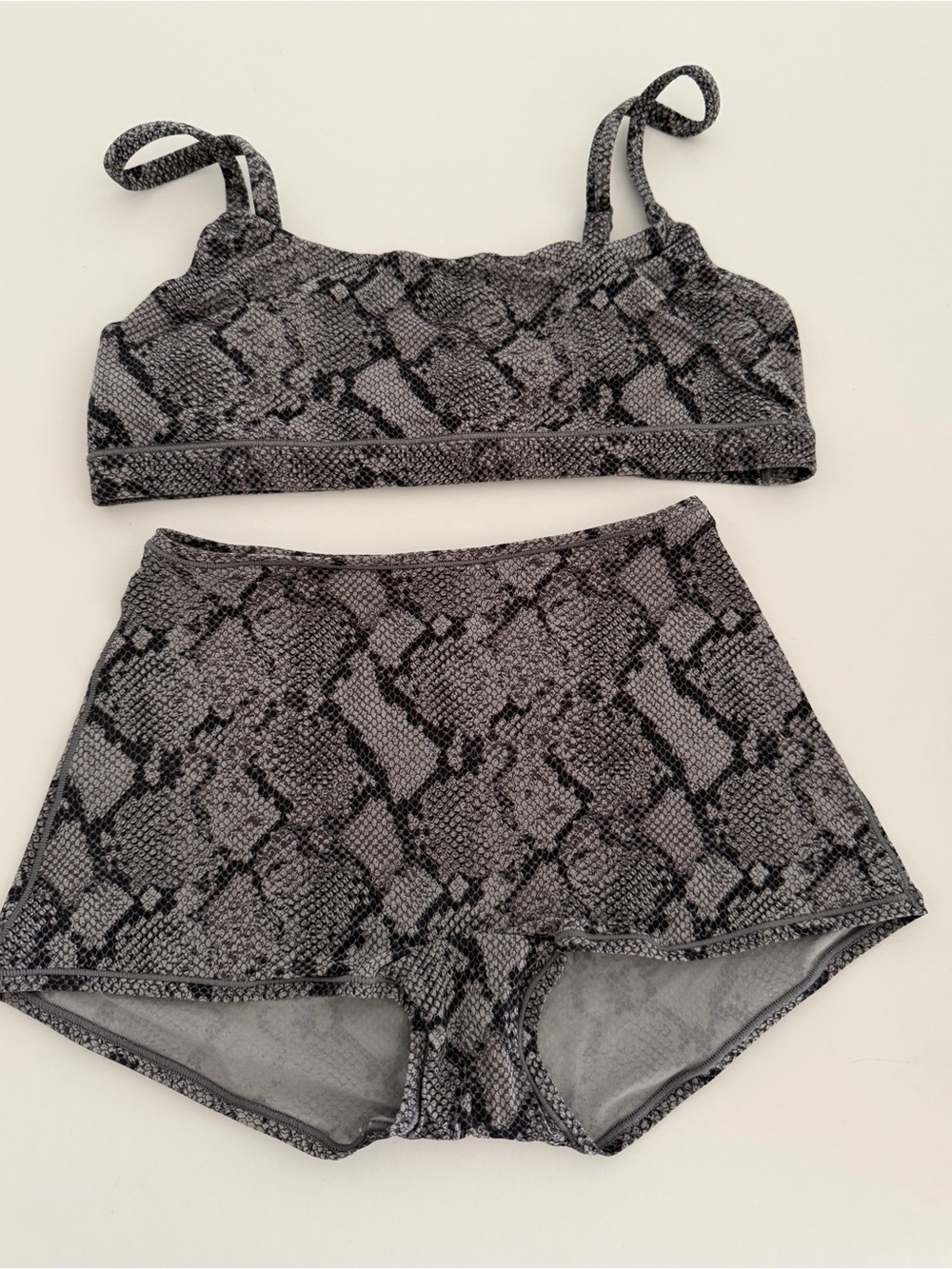 SKIMS Gray Snake Print Bralette & High-Waist Bottoms